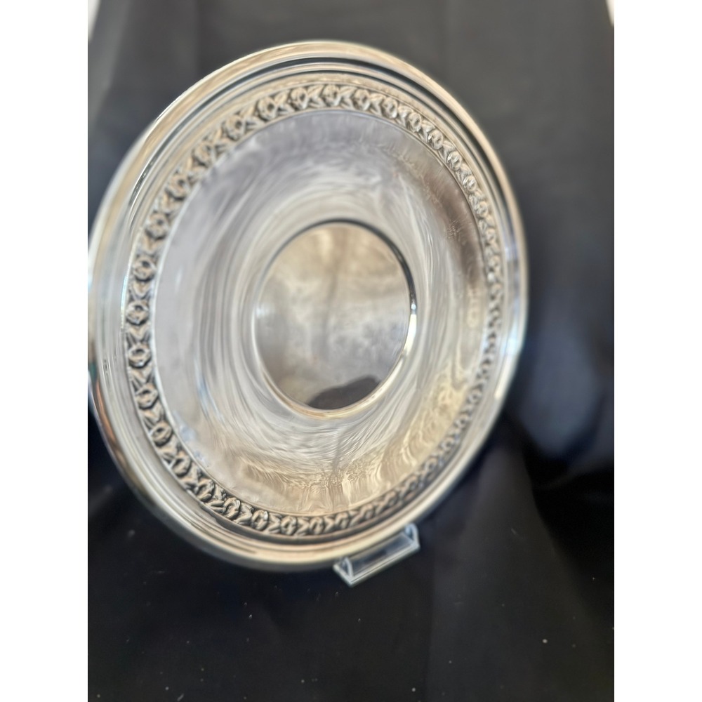 Reed & Barton 1204 Silverplate Round Bowl with Embossed Floral Border 6.25 inch